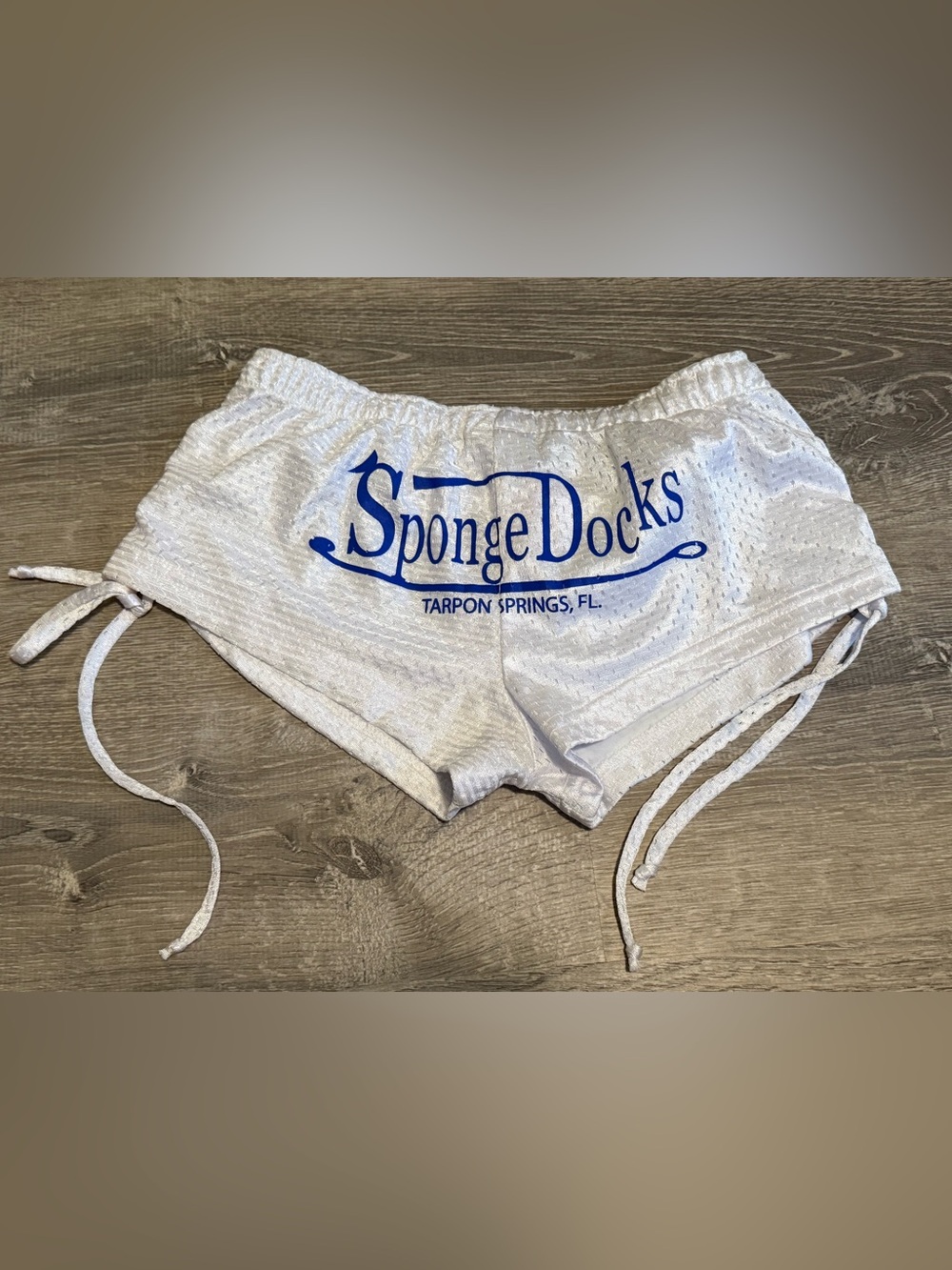 Ocean Blue Florida Exclusive Tarpon Springs Docks Lounge White Blue Booty Shorts